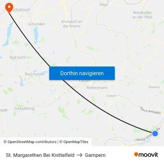 St. Margarethen Bei Knittelfeld to Gampern map