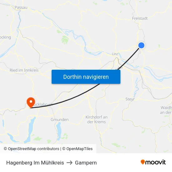 Hagenberg Im Mühlkreis to Gampern map