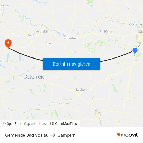 Gemeinde Bad Vöslau to Gampern map