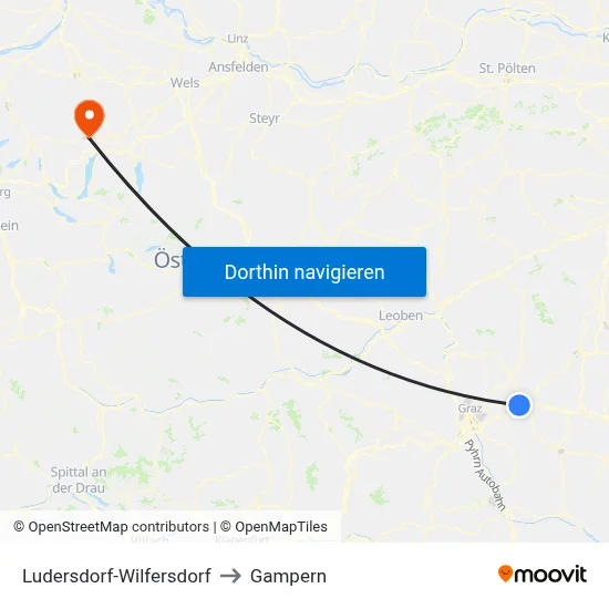 Ludersdorf-Wilfersdorf to Gampern map