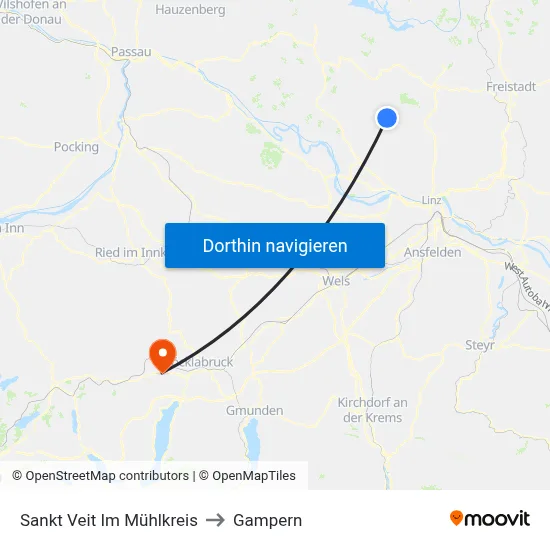 Sankt Veit Im Mühlkreis to Gampern map