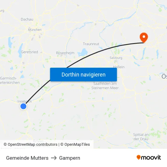 Gemeinde Mutters to Gampern map
