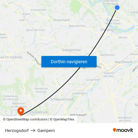 Herzogsdorf to Gampern map