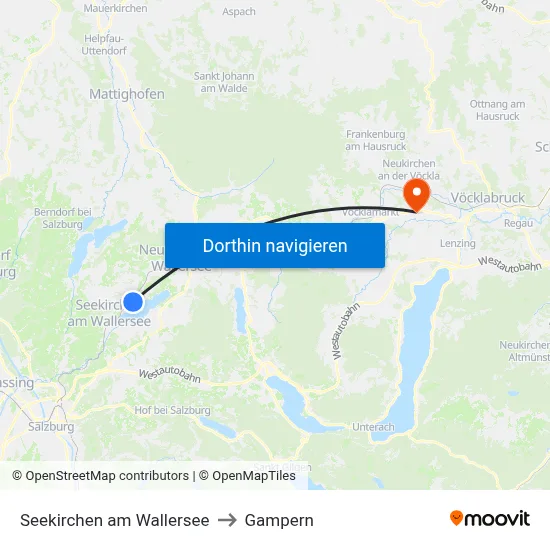 Seekirchen am Wallersee to Gampern map