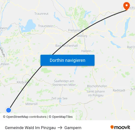 Gemeinde Wald Im Pinzgau to Gampern map