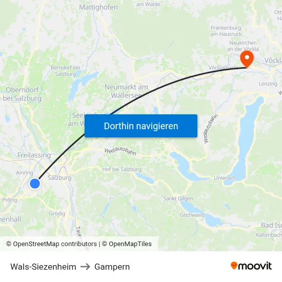 Wals-Siezenheim to Gampern map
