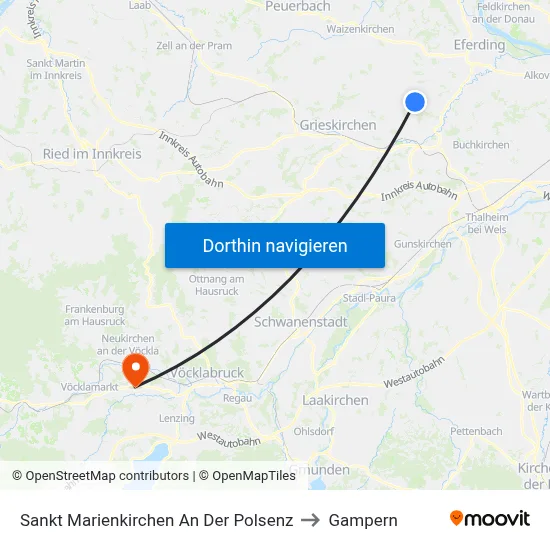 Sankt Marienkirchen An Der Polsenz to Gampern map