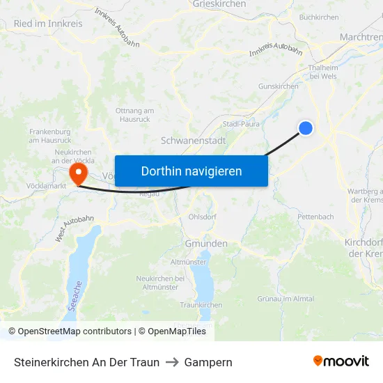 Steinerkirchen An Der Traun to Gampern map