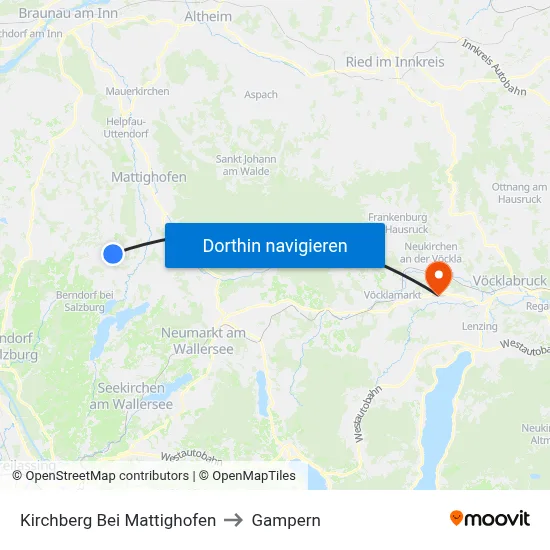 Kirchberg Bei Mattighofen to Gampern map