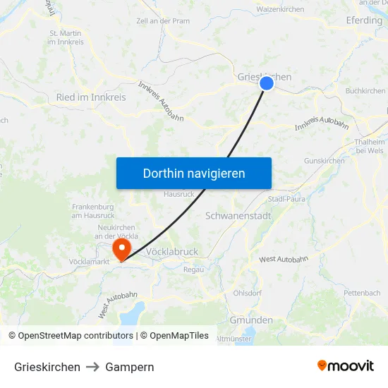 Grieskirchen to Gampern map