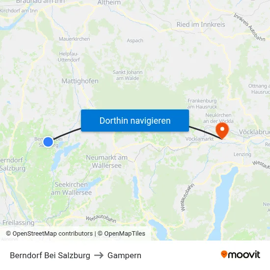 Berndorf Bei Salzburg to Gampern map