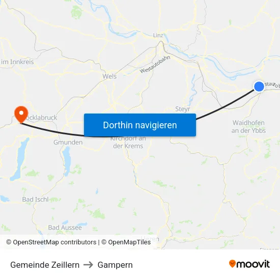 Gemeinde Zeillern to Gampern map