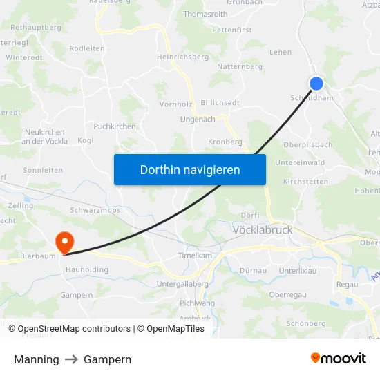 Manning to Gampern map
