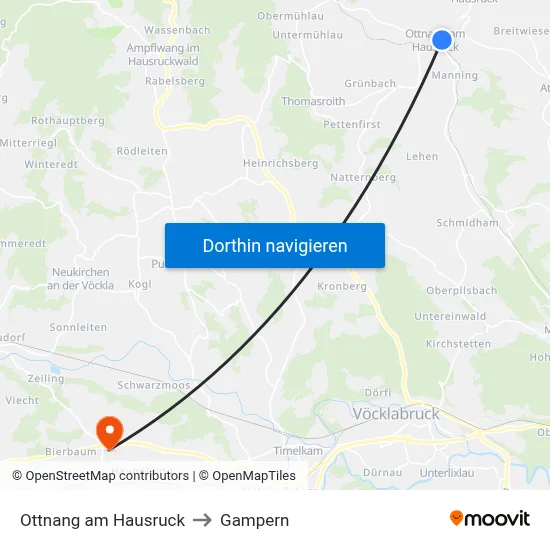 Ottnang am Hausruck to Gampern map