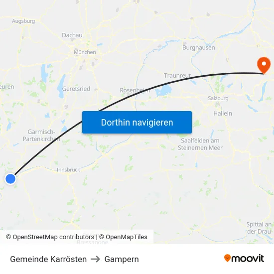 Gemeinde Karrösten to Gampern map
