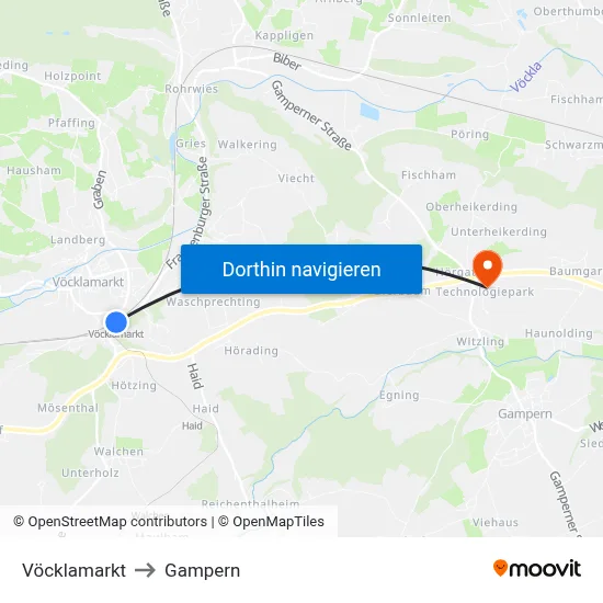 Vöcklamarkt to Gampern map