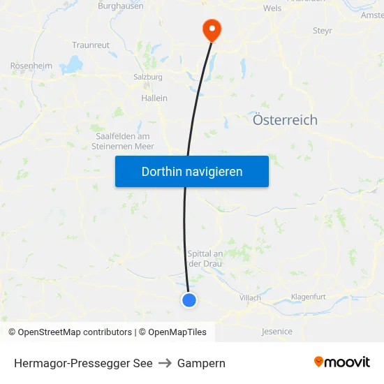 Hermagor-Pressegger See to Gampern map