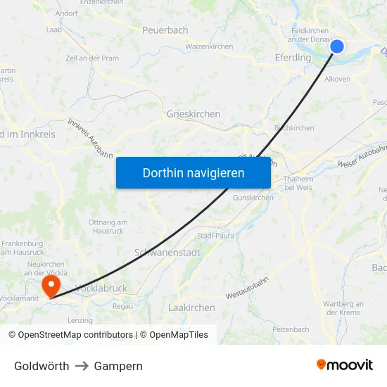 Goldwörth to Gampern map