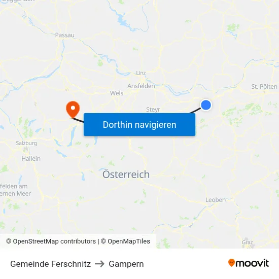 Gemeinde Ferschnitz to Gampern map