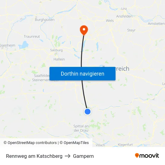 Rennweg am Katschberg to Gampern map