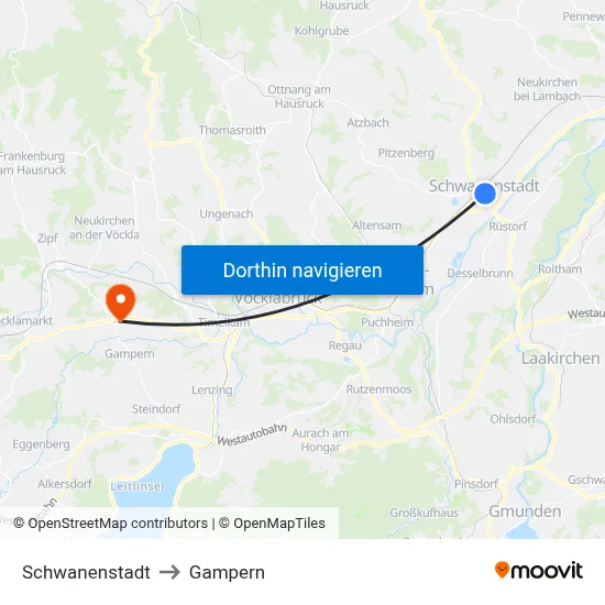 Schwanenstadt to Gampern map