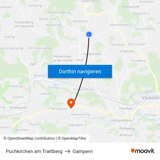 Puchkirchen am Trattberg to Gampern map