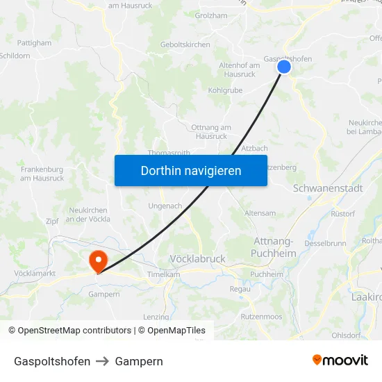 Gaspoltshofen to Gampern map