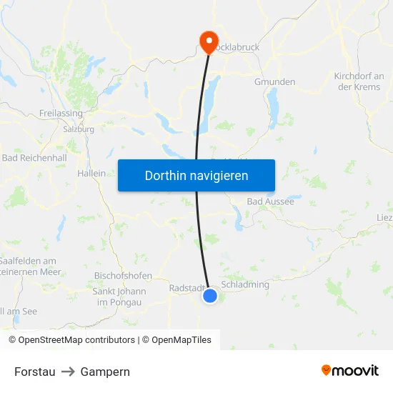 Forstau to Gampern map