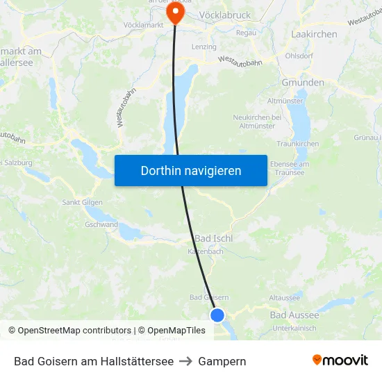 Bad Goisern am Hallstättersee to Gampern map