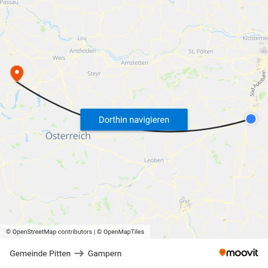 Gemeinde Pitten to Gampern map