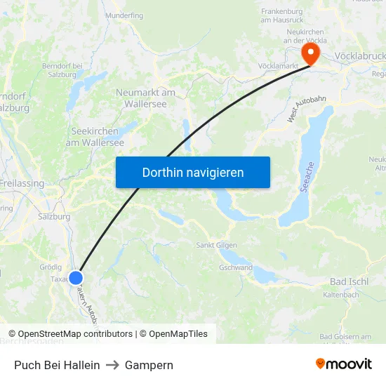 Puch Bei Hallein to Gampern map