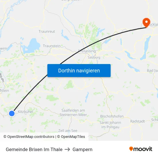 Gemeinde Brixen Im Thale to Gampern map