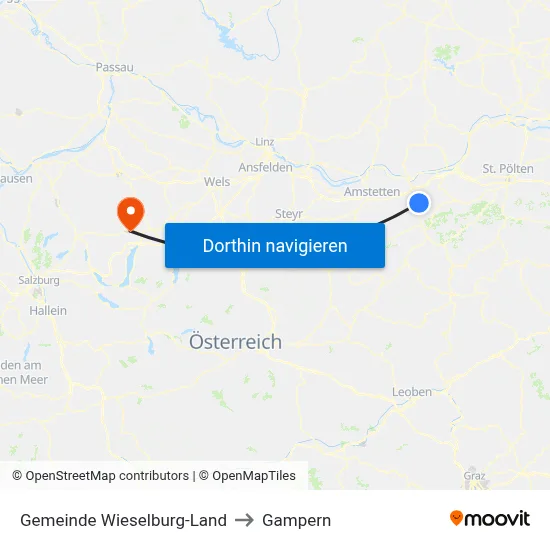Gemeinde Wieselburg-Land to Gampern map