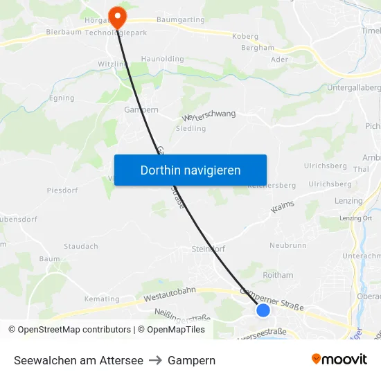 Seewalchen am Attersee to Gampern map
