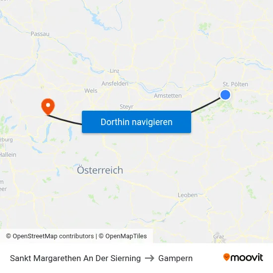 Sankt Margarethen An Der Sierning to Gampern map