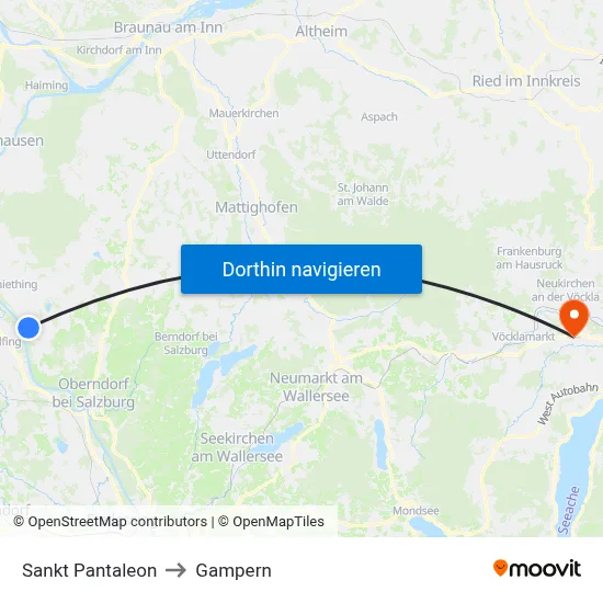 Sankt Pantaleon to Gampern map