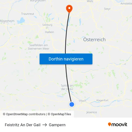Feistritz An Der Gail to Gampern map