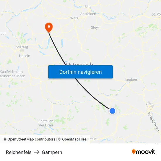 Reichenfels to Gampern map