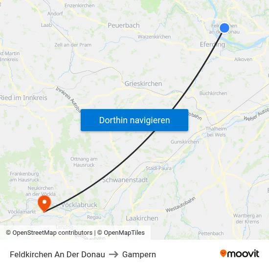Feldkirchen An Der Donau to Gampern map