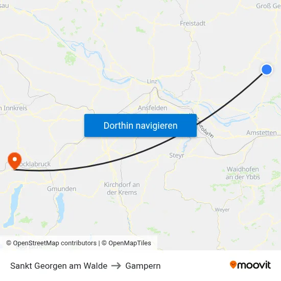 Sankt Georgen am Walde to Gampern map