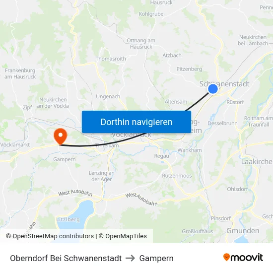 Oberndorf Bei Schwanenstadt to Gampern map