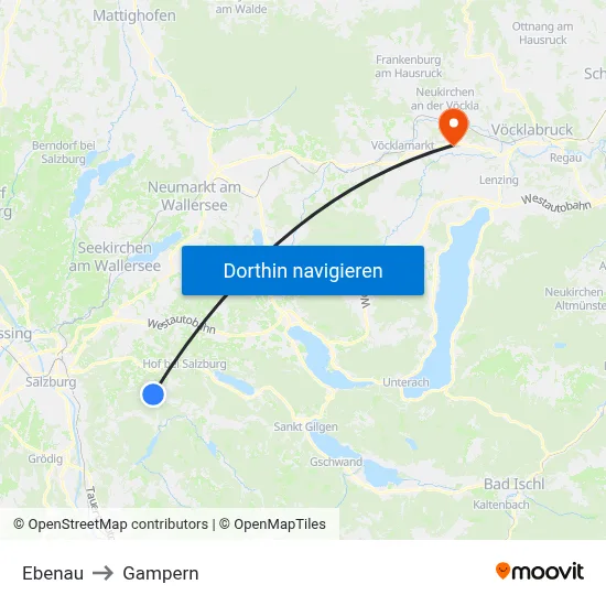 Ebenau to Gampern map