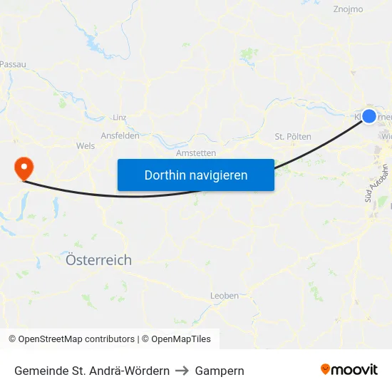 Gemeinde St. Andrä-Wördern to Gampern map