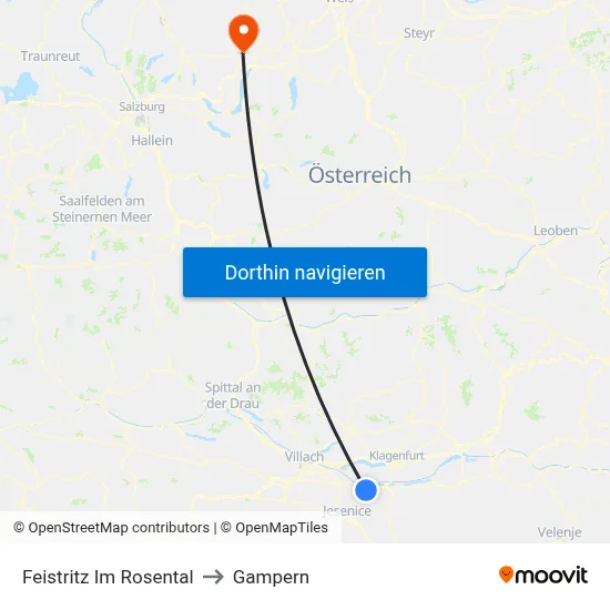 Feistritz Im Rosental to Gampern map