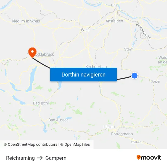 Reichraming to Gampern map