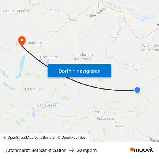 Altenmarkt Bei Sankt Gallen to Gampern map