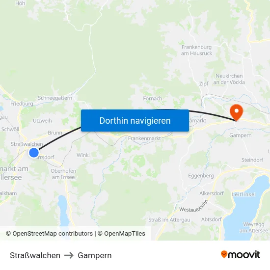 Straßwalchen to Gampern map