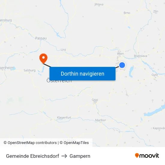 Gemeinde Ebreichsdorf to Gampern map