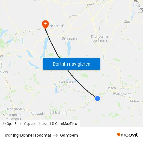 Irdning-Donnersbachtal to Gampern map