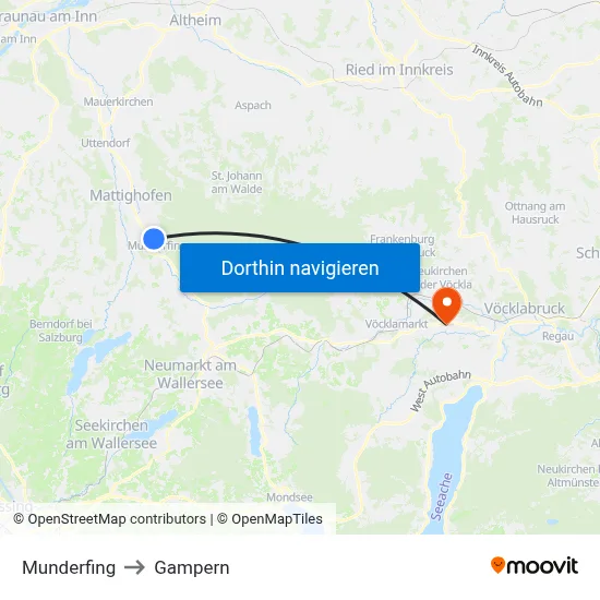 Munderfing to Gampern map
